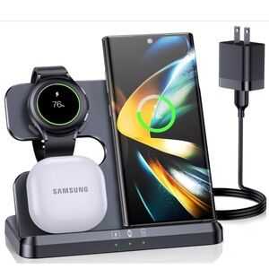 Zubarr 3 in 1 Wireless Charging Station for Samsung & Android Phone/Watch/Buds
